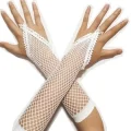  Beyaz Renk Parmak Arası File Örgü Eldiven 26 cm