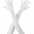BUĞZ Beyaz Renk Uzun Kumaş Eldiven 40 cm