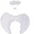 BUĞZ Beyaz Renkli Tüylü Bebek Melek Kanadı ve Tacı 30x45 cm