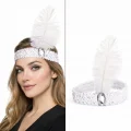 BUĞZ Beyaz Tüylü Retro Çarliston Saç Bandı - 70-80-90’lar Parti Tacı