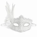 BUĞZ Beyaz Tüylü Venedik Lüks Balo Maskesi