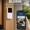 BUĞZ Beyaz Wi-Fi Akıllı Görüntülü Kapı Zili HD Kamera, Gece Görüşü ve Telefon Bildirimli Kablosuz Kapı Zili