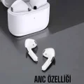 BUĞZ Beyaz Yeni Nesil Pro Bluetooth Kulaklık Yüksek Ses Kaliteli ANC Özelliği - BUĞZ