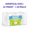 BUĞZ Bezos Profesyonel İçten Çekmeli Tuvalet Kağıdı 24 Rulo | Mini Cimri | 2 Katlı %100 Selüloz 2X12RULO