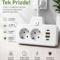 BUĞZ Bkl-502 Akım Korumalı 2li Priz 2 Usb Ve 2 Type-c Çıkış 4000w Hızlı Şarj Duvar Tipi Dokunmatik Led Aydınlatmalı