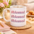 BUĞZ #Blessed Yazılı Porselen Kupa Model 34 – Motivasyonlu Kahve Kupası - Günlük Kullanım & Hediye