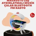 BUĞZ Bluetooth 5.0 Kablosuz Şarj Rampalı FM Radyo ve RGB Işıklı Hoparlör