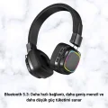 BUĞZ Bluetooth 5.3 Rainbow Işıklı Kulak Üstü Kablosuz Kulaklık Yeni Nesil - BUĞZ