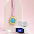 BUĞZ Bluetooth 5.4 Kablosuz Kulaklık Pembe Askılı Analog Charm Saat İkili Set - BUĞZ