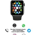 BUĞZ Bluetooth Bağlantılı Akıllı Saat, Nabız ve Uyku Takibi, Suya Dayanıklı Siyah Silikon Kordonlu Model