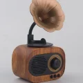 BUĞZ Bluetooth Bağlantılı Nostaljik Radyo ve Gramofon Tasarımlı Taşınabilir Hoparlör, Gri Renk Seçeneği