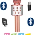BUĞZ Bluetooth bağlantılı pembe karaoke mikrofon dahili hoparlör usb tf kart destekli çocuk
