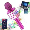 BUĞZ Bluetooth bağlantılı pembe karaoke mikrofonu, hoparlör özellikli, garantisiz - Elektronik