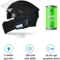 BUĞZ Bluetooth bağlantılı su geçirmez fenerli motosiklet kask kulaklığı interkom 2 yıl garantili