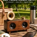 BUĞZ Bluetooth Hoparlör Ahşap Klasik Retro Gramofon Bluetooth Müzik Kutusu