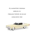 BUĞZ Bluetooth hoparlör bej renk retro araba tasarımlı 10W FM USB TWS 3 saat dinleme süresi