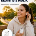 BUĞZ Bluetooth Kulaklık Beyaz Çağrı Cevaplama Dokunmatik Kontrol Kablosuz Yeni Nesil