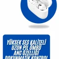 BUĞZ Bluetooth Kulaklık Kulak İçi Silikonlu Stereo Yüksek Ses Kaliteli Dokunmatik - BUĞZ