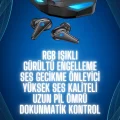 BUĞZ Bluetooth Kulaklık Oyuncu Kulaklığı RGB Işıklı Oyunlarda Düşük Gecikme - BUĞZ