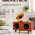 BUĞZ Bluetooth Nostalji Speaker Radyo Gramofon Ahşap Renk Vintage Yeni Nesil