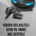 BUĞZ Bluetooth Oyuncu Kulaklığı Led Işıklı Kablosuz ANC Özelliği