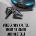BUĞZ Bluetooth Oyuncu Kulaklığı Led Işıklı Kablosuz ANC Özelliği - BUĞZ
