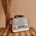 BUĞZ Bluetooth özellikli kahverengi nostaljik radyo FM SD kart AUX girişli 2 yıl garantili