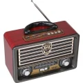 BUĞZ Bluetooth özellikli kahverengi nostaljik radyo USB AUX girişli uzaktan kumandalı hoparlör