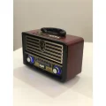 BUĞZ Bluetooth özellikli kahverengi nostaljik radyo USB AUX girişli uzaktan kumandalı hoparlör