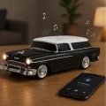 BUĞZ Bluetooth özellikli siyah nostaljik radyo led ışıklı USB TF FM radyo fonksiyonlu