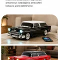 BUĞZ Bluetooth özellikli siyah nostaljik radyo led ışıklı USB TF FM radyo fonksiyonlu