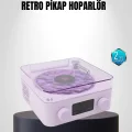 BUĞZ Bluetooth Retro Pikap Hoparlör 360 Derece Ses Projektörlü Gece Lambası Çok Fonksiyonlu
