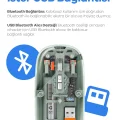 BUĞZ Bluetooth USB Çift Modlu Sessiz Mouse, Şeffaf Mıknatıslı Kapaklı, Type-C Şarjlı, DPI Ayarlı, Kablosuz 10m Çekim Mesafeli, Masaüstü Kısayol Tuşlu, Taşınabilir Şarjlı Mouse Siyah