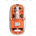 BUĞZ Bluetooth USB Çift Modlu Sessiz Mouse, Şeffaf Mıknatıslı Kapaklı, Type-C Şarjlı, DPI Ayarlı, Kablosuz 10m Çekim Mesafeli, Masaüstü Kısayol Tuşlu, Taşınabilir Şarjlı Mouse Turuncu