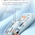 BUĞZ Bluetooth USB Çift Modlu Sessiz Mouse, Şeffaf Mıknatıslı Kapaklı, Type-C Şarjlı, DPI Ayarlı, Kablosuz 10m Çekim Mesafeli, Masaüstü Kısayol Tuşlu, Taşınabilir Şarjlı Mouse Siyah