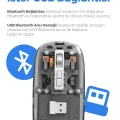 BUĞZ Bluetooth USB Çift Modlu Sessiz Mouse, Şeffaf Mıknatıslı Kapaklı, Type-C Şarjlı, DPI Ayarlı, Kablosuz 10m Çekim Mesafeli, Masaüstü Kısayol Tuşlu, Taşınabilir Şarjlı Mouse Beyaz