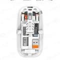 BUĞZ Bluetooth USB Çift Modlu Sessiz Mouse, Şeffaf Mıknatıslı Kapaklı, Type-C Şarjlı, DPI Ayarlı, Kablosuz 10m Çekim Mesafeli, Masaüstü Kısayol Tuşlu, Taşınabilir Şarjlı Mouse Beyaz