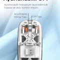 BUĞZ Bluetooth USB Çift Modlu Sessiz Mouse, Şeffaf Mıknatıslı Kapaklı, Type-C Şarjlı, DPI Ayarlı, Kablosuz 10m Çekim Mesafeli, Masaüstü Kısayol Tuşlu, Taşınabilir Şarjlı Mouse Beyaz