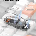 BUĞZ Bluetooth USB Çift Modlu Sessiz Mouse, Şeffaf Mıknatıslı Kapaklı, Type-C Şarjlı, DPI Ayarlı, Kablosuz 10m Çekim Mesafeli, Masaüstü Kısayol Tuşlu, Taşınabilir Şarjlı Mouse Beyaz