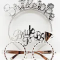  Bride To Be Yazılı Taç ve Bride To Be Yazılı Gözlük Seti Gümüş Renk