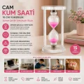 BUĞZ Büyük Boy Cam Standlı Kum Saati - 15 cm Yükseklik - Dekoratif Şık Tasarım