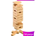  Büyük Boy Doğal Ahşap Denge Oyunu Kule Oyunu 54 Parça Ahşap Yapı Blokları Cenga