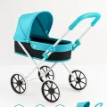  Büyük Tekerlekli Tenteli Katlanabilir Metal Oyuncak Bebek Puseti Premium Lüx Mavi