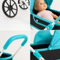  Büyük Tekerlekli Tenteli Katlanabilir Metal Oyuncak Bebek Puseti Premium Lüx Mavi