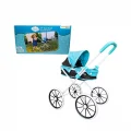  Büyük Tekerlekli Tenteli Katlanabilir Metal Oyuncak Bebek Puseti Premium Lüx Mavi
