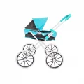  Büyük Tekerlekli Tenteli Katlanabilir Metal Oyuncak Bebek Puseti Premium Lüx Mavi
