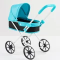  Büyük Tekerlekli Tenteli Katlanabilir Metal Oyuncak Bebek Puseti Premium Lüx Mavi