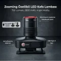 BUĞZ Bxt1fl 10w Şarj Edilebilir Kafa Feneri 750 Lümen 2500mah 4 Işık Modlu Zoom Özellikli Led Kafa