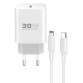 BUĞZ C87c 30w Type-c Çıkışlı Ekstra Dl50 1m Type-c To Lightning Kablolu Pd Şarj Cihazı - Beyaz