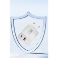BUĞZ C89Q 1 Adet 30w Type-c Ve 1 Adet 22.5w Usb Çıkışlı Ekstra Dl49 1m Usb To Type-c Kablolu Pd Şarj Cihazı - Beyaz